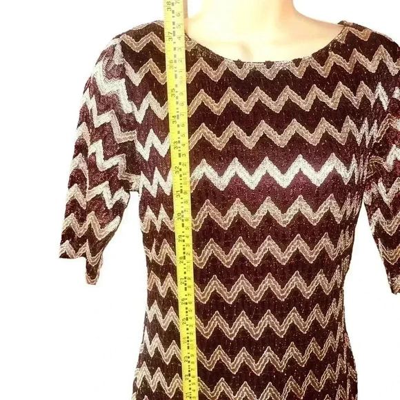 Connected Apparel Women's Metallic Chevron Dress - Picture 7 of 13